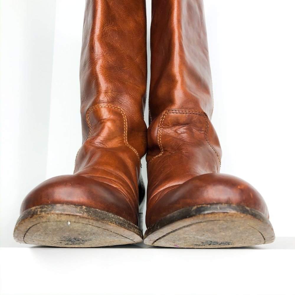 Frye Size 7 Melissa Button Cognac Riding Boots - Picture 3 of 8